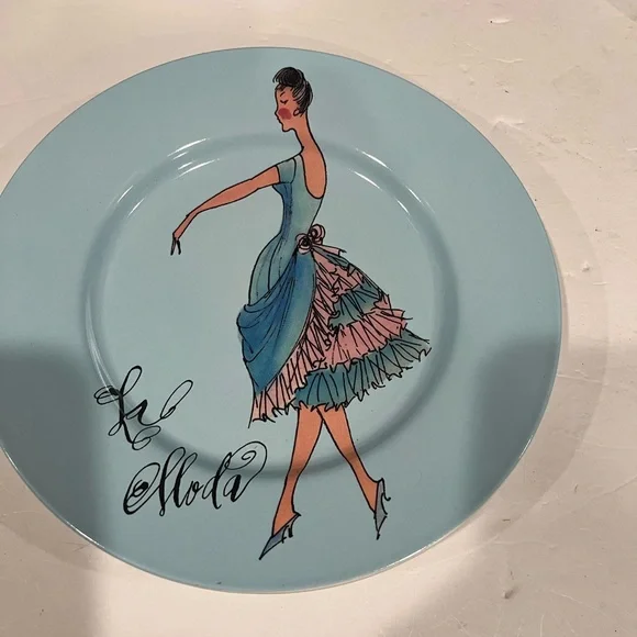 Vintage Rosanna Dessert Plates-new in box-set of 4-women in dresses-Blue - Picture 5 of 7